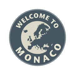 Emblem or stamp with text Welcome to Monaco