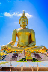 Big Buddha Statue at Thai Temple ,Wat Muang Ang Thong Province