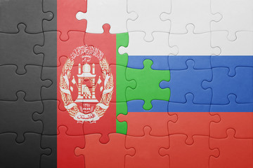 puzzle with the national flag of afghanistan and russia