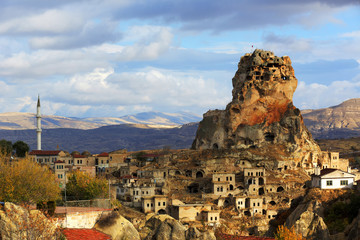 Cappadocia and rock formations in Ortahisar,  Anatolia