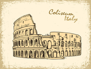 Coliseum in Rome, Italy. Colosseum hand drawn vector illustration