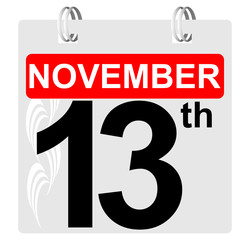 13th november calendar with ornament