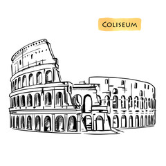 Coliseum in Rome, Italy. Colosseum hand drawn vector illustration isolated 