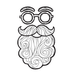 Vector illustration of a hand drawn sketch santa claus male beard and mustache fashionable hipster style,