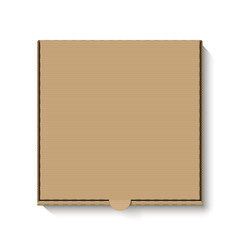Brown cardboard pizza box, top view