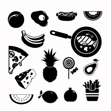 Vector food black icon set