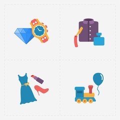 Gift modern colorful shop icons on white