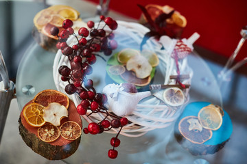 Dried orange slices and red berries