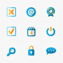 Six Colorful flat social icons set on White
