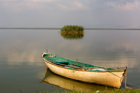Boats on  Lake Manyas ,Turkey