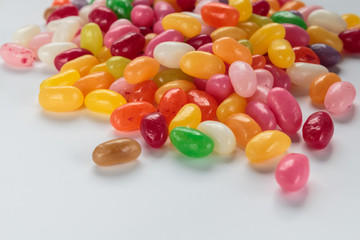 Jelly beans on white background