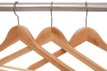Empty wooden hangers