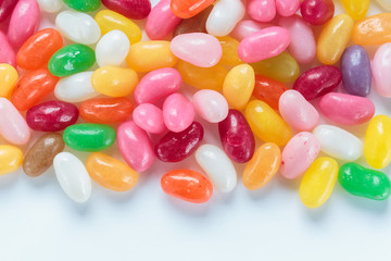 Jelly beans on white background