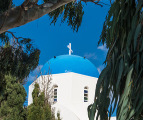 A Greek Orthodox church in Fira town on the island of Santorini
