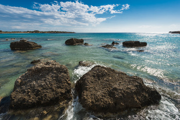 Stones and sea. Southern coast of Crete. Greece