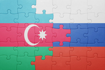 puzzle with the national flag of azerbaijan and russia