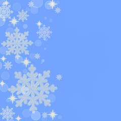 Snowflakes border on blue background