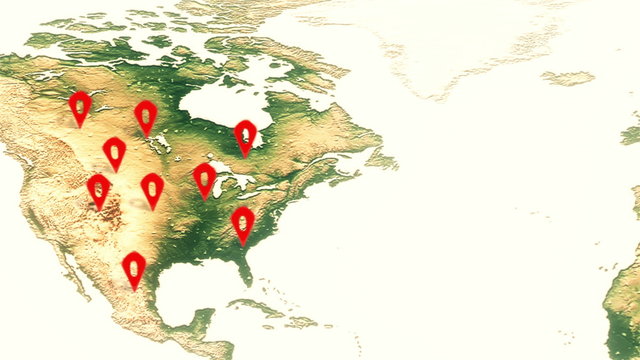 Поверхность планеты с анимацией появляющихся меток