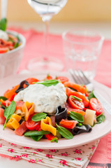 Salmon and Heart Shaped Pasta Salad with Creamy Dressing