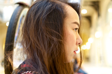 Close up profile of a girl