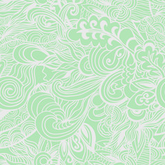 Fototapeta na wymiar Pastel green floral seamless pattern. Vector illustration.