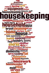 Fototapeta na wymiar Housekeeping word cloud concept. Vector illustration