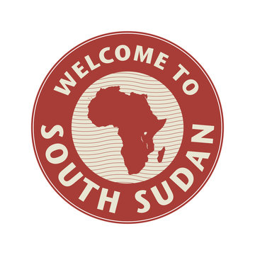 Emblem or stamp with text Welcome to South Sudan