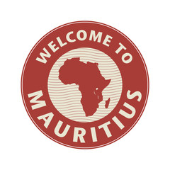 Emblem or stamp with text Welcome to Mauritius
