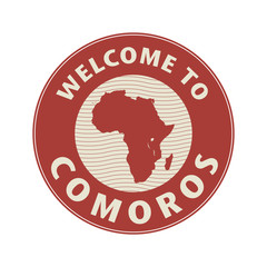 Emblem or stamp with text Welcome to Comoros