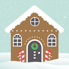 christmas house building and snow