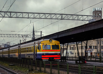  electric train in Riga station