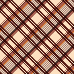 Diagonal seamless pattern in beige and brown