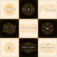 Monogram design elements, graceful template. Calligraphic elegant line art logo design. Letter emblem W, B, V for Royalty, business card, Boutique, Hotel, Heraldic. Vintage frame. Vector illustration