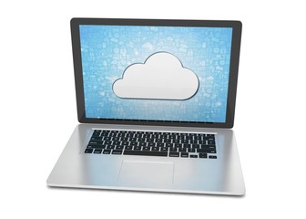 3d rendering of a laptop with cloud concept