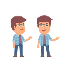 Happy and Intelligent Character Freelancer making presentation u