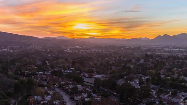 Suburban Southern California Sunset Time Lapse with Zoom