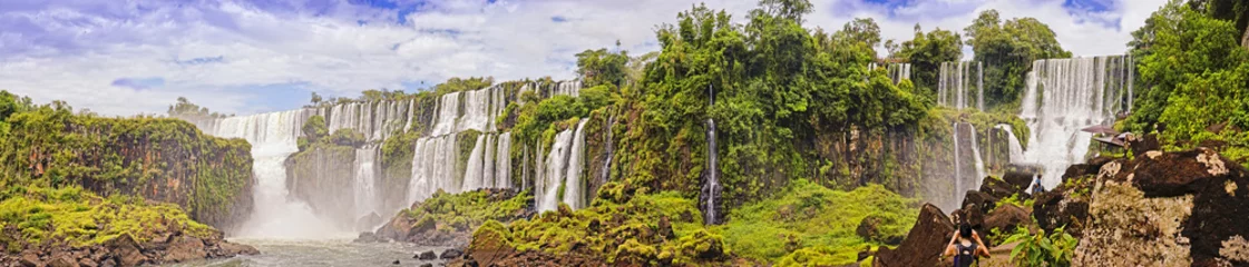 Fotobehang Panoram of Waterfalls Cascade Iguasu/ Waterfalls-1 San San Martin,2 Jump Mbigua,3 Jump Gpque Bernabe Mendez,4 Jump Adam en Eva, 5 Jump Bossetti, © Shch
