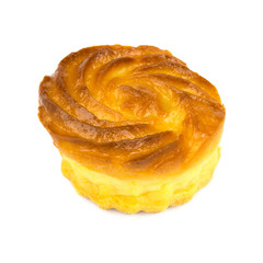 One cheesecake isolated on white background