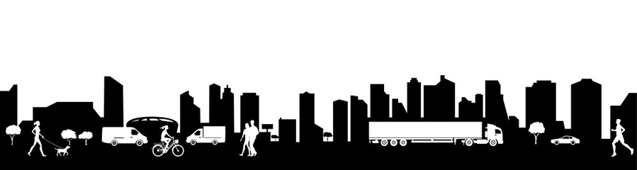 Naklejka premium logistics and city silhouette