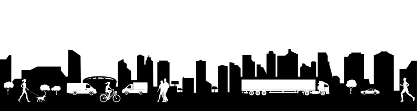 logistics and city silhouette