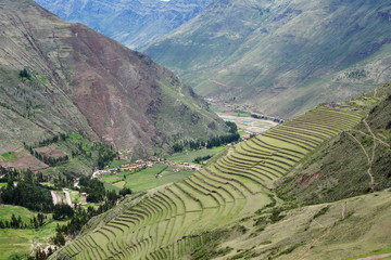 Inca settlement, Pisac, Peru. - 98749017
