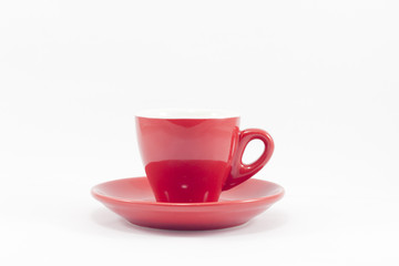 Red coffee cup isolated on white background