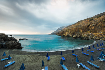 Small beach of the bay in the  Chora Sfakion. Crete. Greece