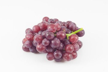 Ripe red grapes isolated on white background