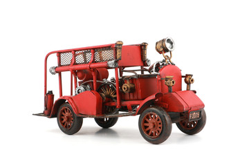 Antique Fire truck model on white background