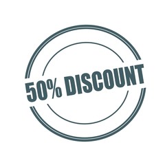 50 percent discount Grey stamp text on circle on white background