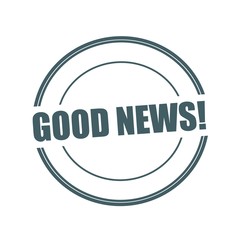 Good news Grey stamp text on circle on white background