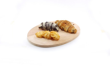 Chocolate and black sesame croissant with butter cookie