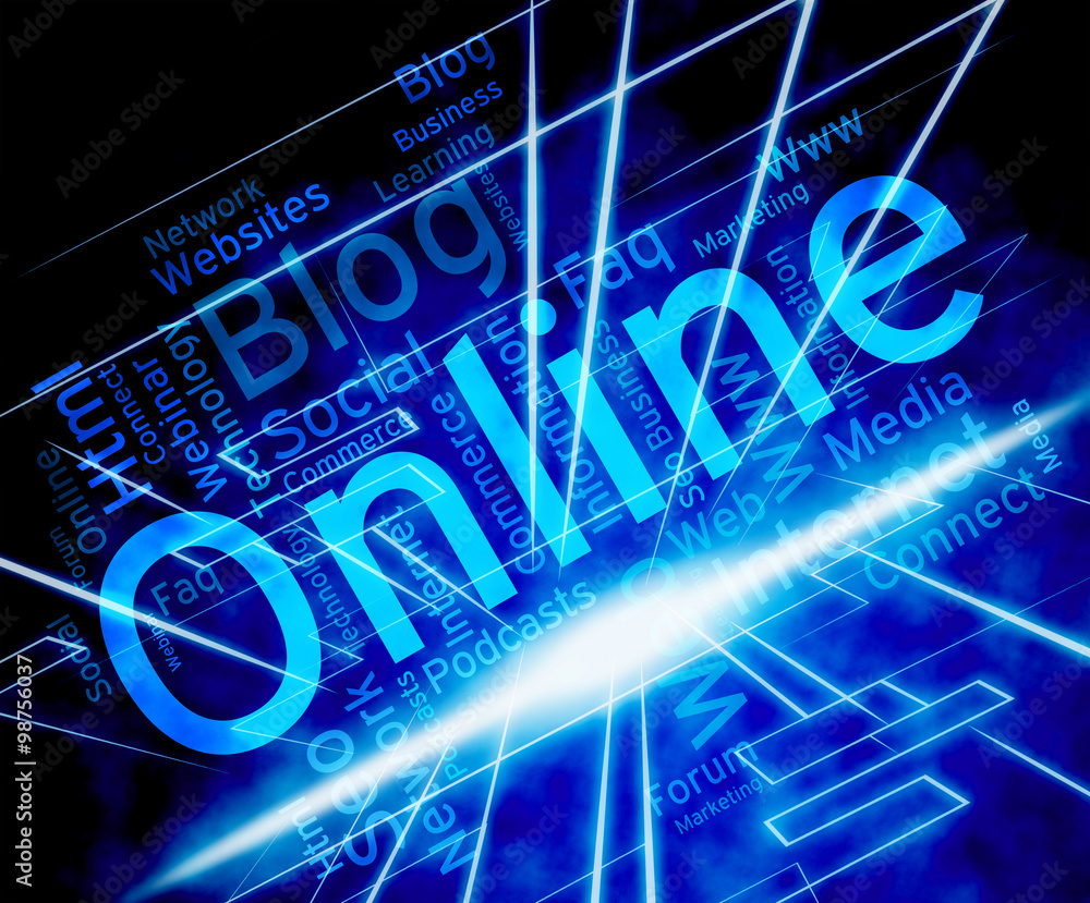 Poster online word shows world wide web and net