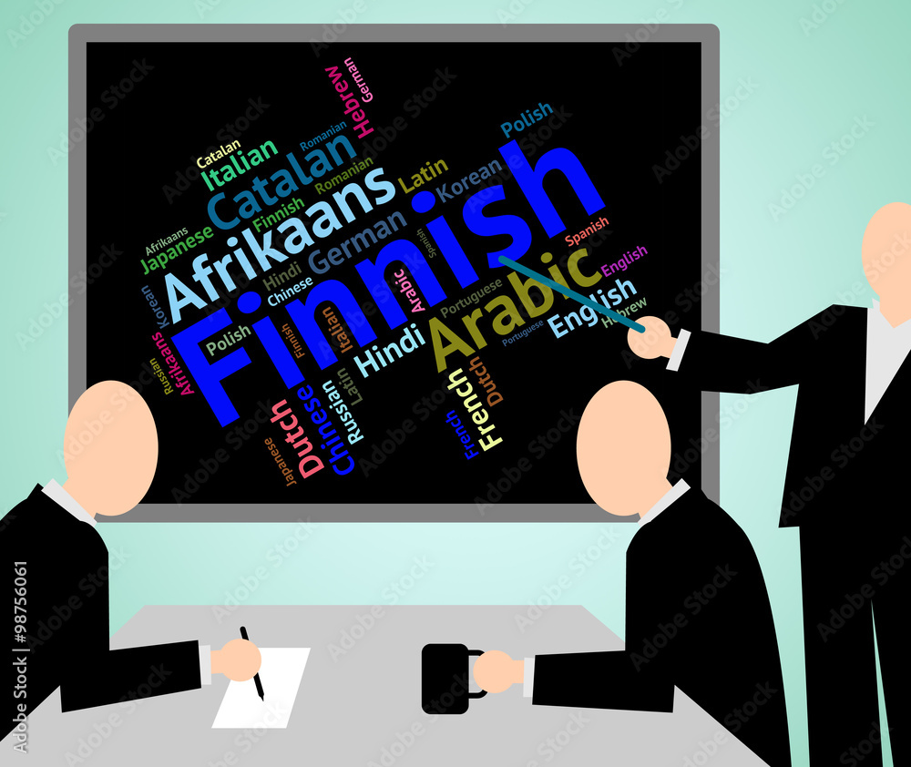 Poster finnish language indicates word communication and text